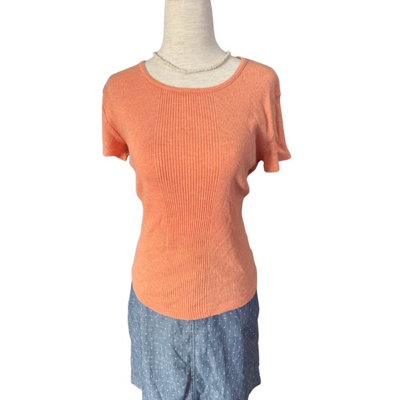 Y2K Ribbed Baby Tee Peach 2000s Coastal MySpace Top